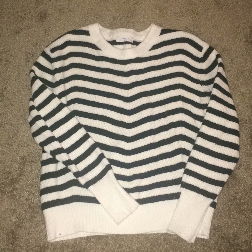 Striped Sweater with Slight Balloon Sleeve